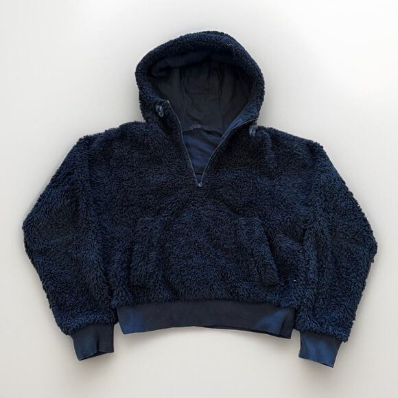 Lululemon Jacket Women 6 Black Oh So Sherpa 1/2 Zip Athleisure Cropped‎ W3ECKS - Picture 1 of 7
